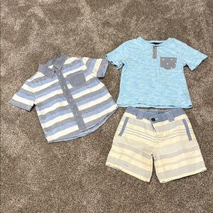 Oshkosh 3 Piece Blue Shorts Outfit Size 5T
